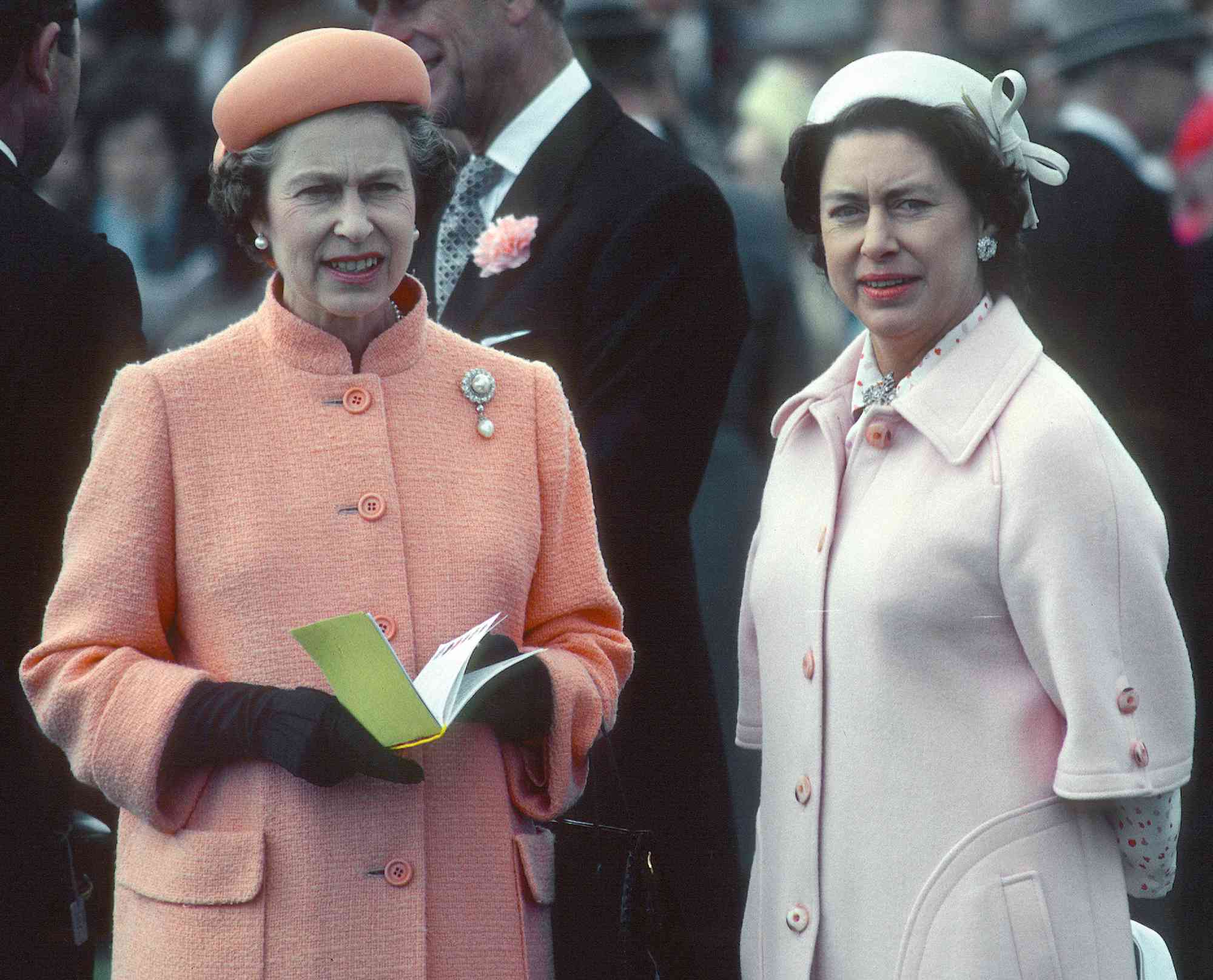 Queen Elizabeth ll and her sister Princess Margaret attend the Epsom Derby on June 06, 1979 in Epsom, England