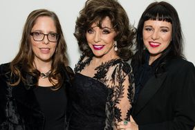 Katy Kass, Joan Collins and Tara Newley attend as auction house hosts champagne reception to preview a selection of the 1000-lot estate of the late author Jackie Collins ahead of the Los Angeles sale in May at Bonhams on May 3, 2017 in London, England