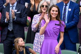 Princess Charlotte of Wales and Catherine, Princess of Wales court-side of Centre Court during the men's final on day fourteen of the Wimbledon Tennis Championships