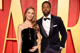 Nina Senicar and Jay Ellis attend the 2024 Vanity Fair Oscar Party Hosted By Radhika Jones at Wallis Annenberg Center for the Performing Arts on March 10, 2024