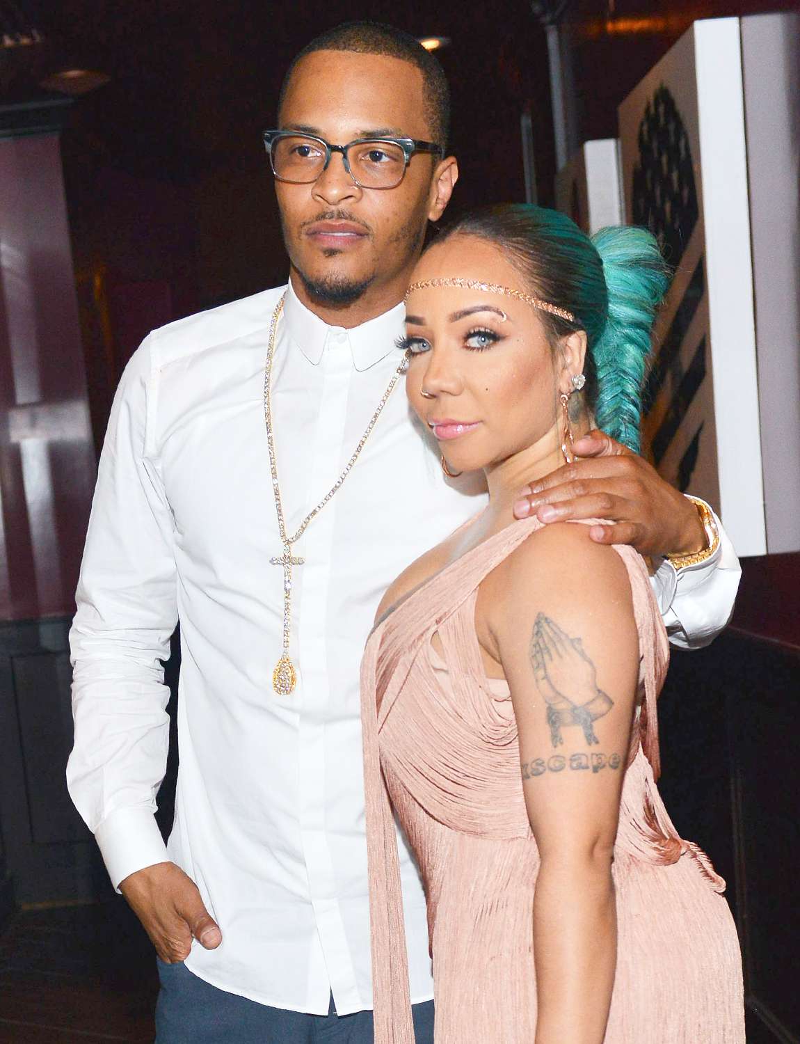 T.I. and Tameka "Tiny" Harris attend "Tiny" Tameka Harris Celebrity Birthday Affair >> at Scales 925 Restaurant on July 14, 2015 in Atlanta, Georgia