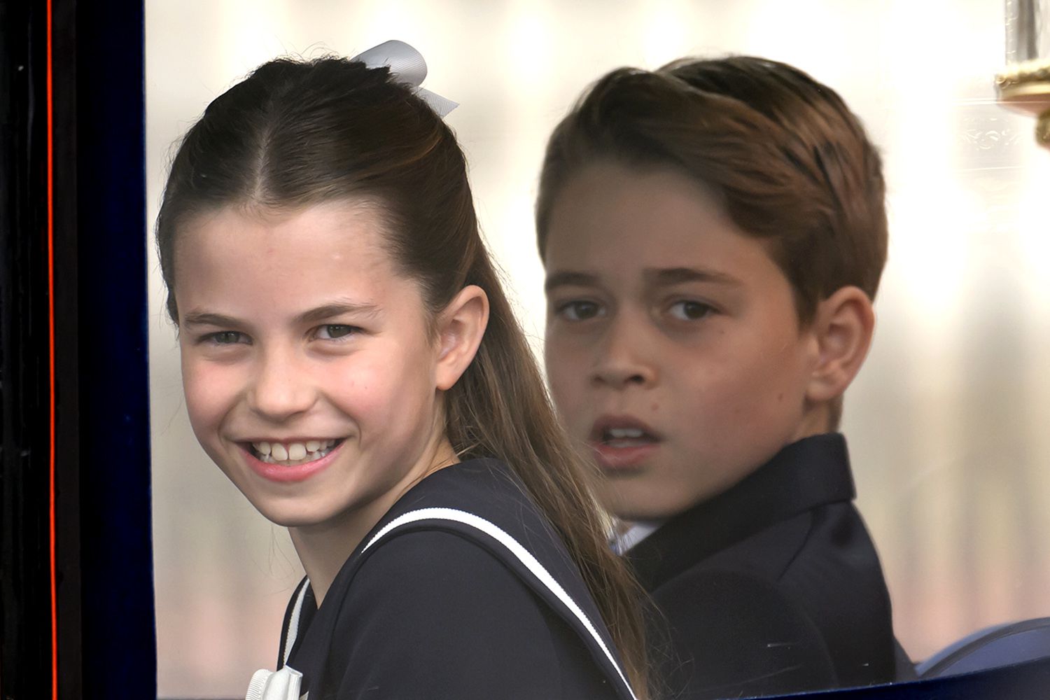 Princess Charlotte and Prince George during Trooping the Colour on June 15, 2024 in London