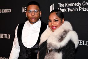 Nelly (L) and US singer-songwriter Ashanti arrive for the 25th Annual Mark Twain Prize For American Humor at the John F. Kennedy Center for the Performing Arts in Washington, DC, on March 24, 2024