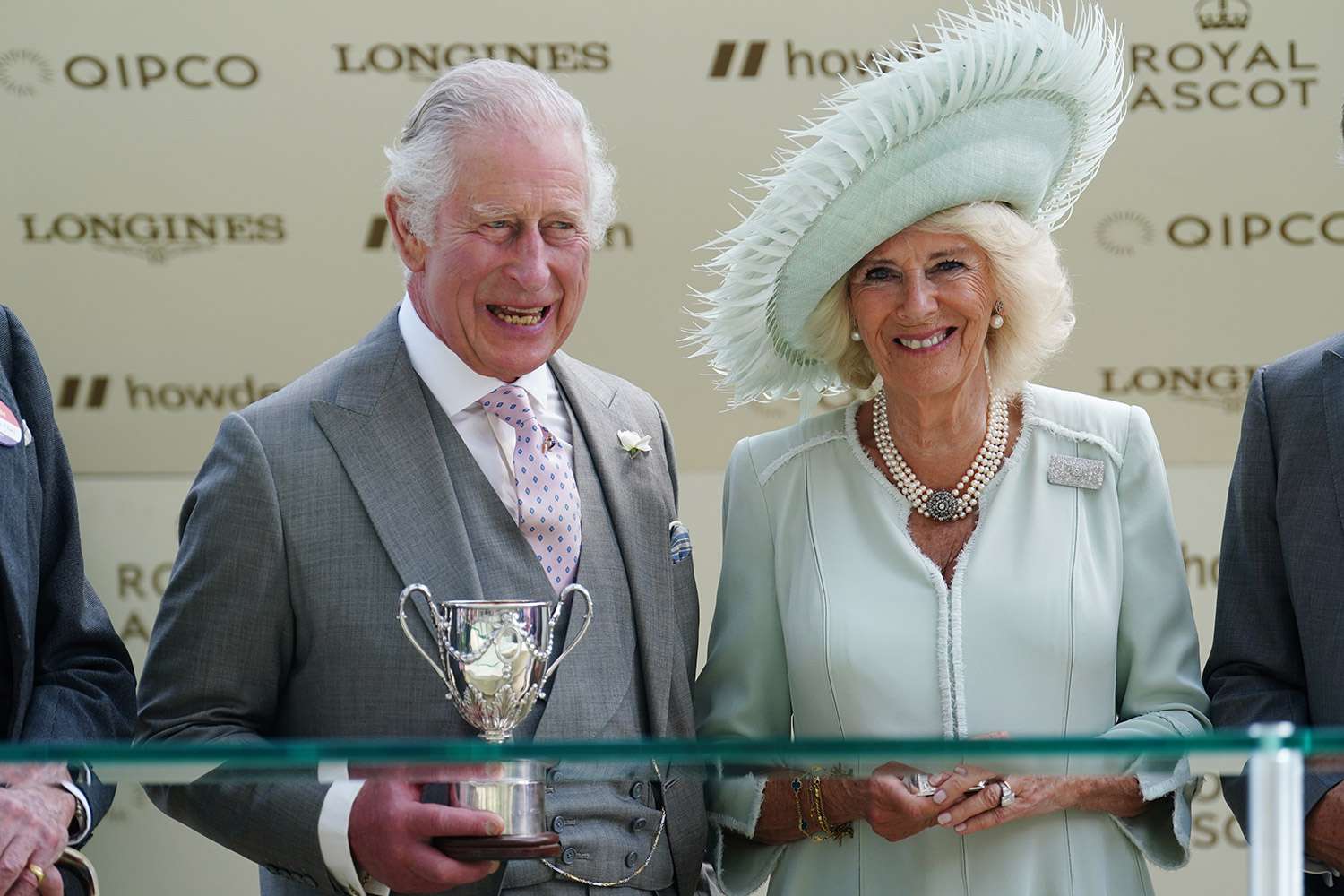 King Charles III and Queen Camilla during the trophy presentation after Desert Hero wins the King George V Stakes during day three of Royal Ascot at Ascot Racecourse, Berkshire. Picture date: Thursday June 22, 2023