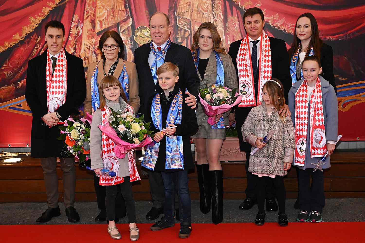 Louis Ducruet, Princess Stephanie of Monaco, Princess Gabriella of Monaco, Prince Albert II of Monaco, Prince Jacques of Monaco, Camille Gottlieb, Gareth Wittstock, Roisin Wittsock and their daughters Kaia Rose and Bodie attend the 46th International Circus Festival 