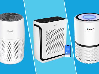 Collage of three Levoit Air Purifiers we recommend on a blue background