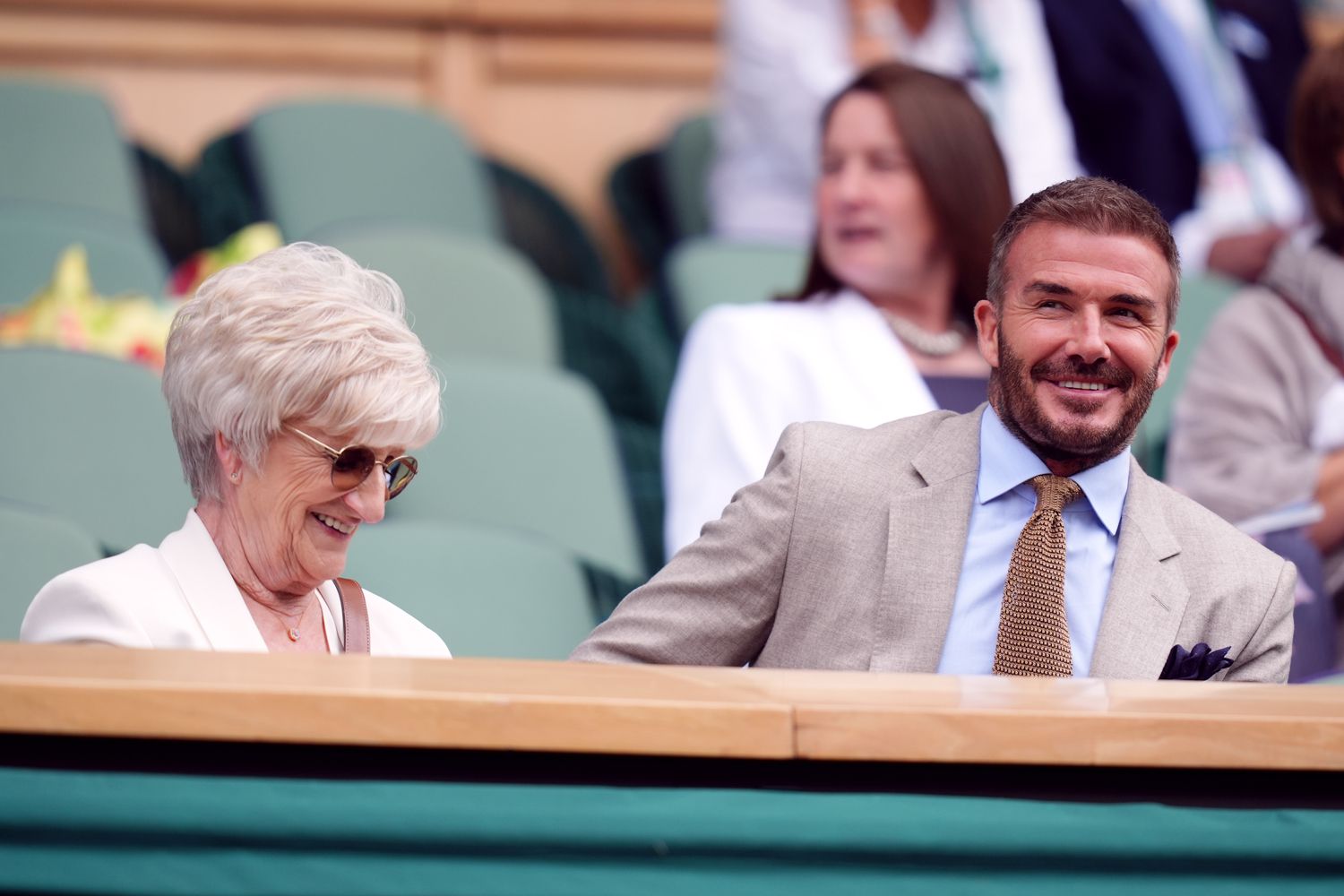 David Beckham and Sandra Beckham in the royal box of centre court on day one of the 2024 Wimbledon Championships at the All England Lawn Tennis and Croquet Club, London. Picture date: Monday July 1, 2024