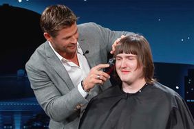 Chris Hemsworth cuts audience members' hair on Jimmy Kimmel