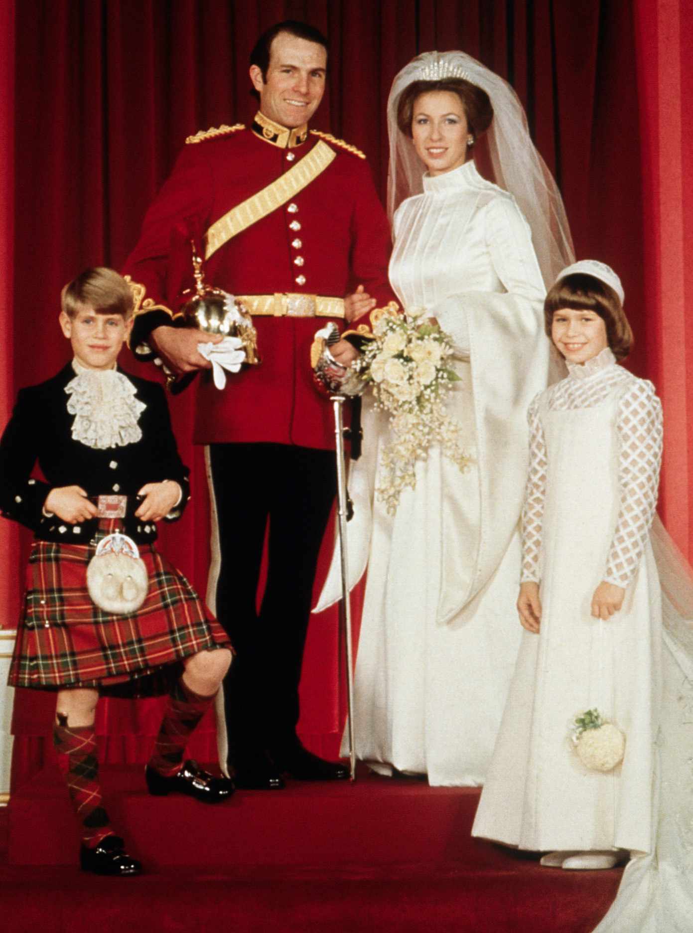 Princess Anne on her wedding day with her husband Mark Phillips