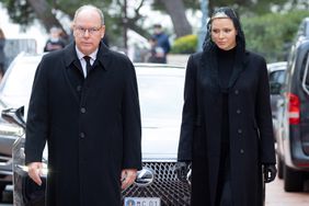 Prince Albert II and Princess Charlene of Monaco, H.R.H. Princess Caroline of Hanover and Mélanie-Antoinette de Massy attend the funeral of the former Archbishop of Monaco Mgr Bernard Barsi in the Cathedral of Monaco