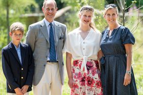 Prince Edward, Earl of Wessex and Sophie, Countess of Wessex with James Viscount Severn and Lady Louise Windsor during a visit to The Wild Place Project at Bristol Zoo on July 23, 2019 in Bristol, England.
