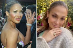 Jennifer Lopez shows fans her engagement ring as she arrives at the premiere of "Daredevil" at the Village Theatre on February 9, 2003 in Los Angeles, California. ; Jennifer Lopez. 