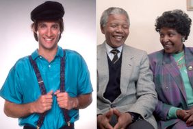 Bronson Pinchot (left) and Nelson and Winnie Mandela