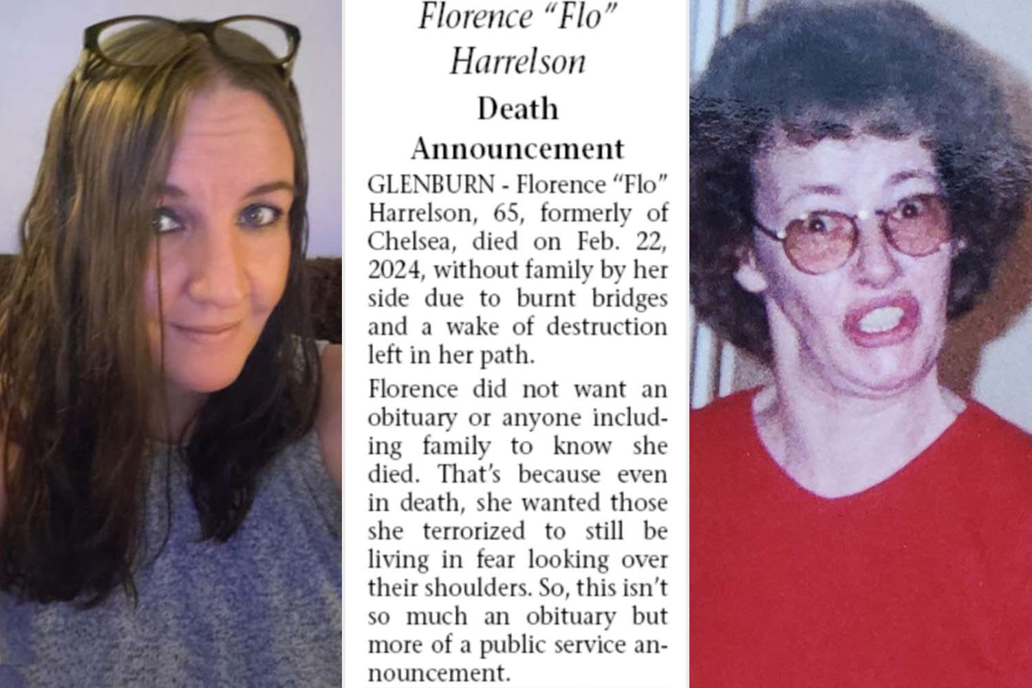 Christina Mills Novak wrote scathing obituary for her mother florence harrelson