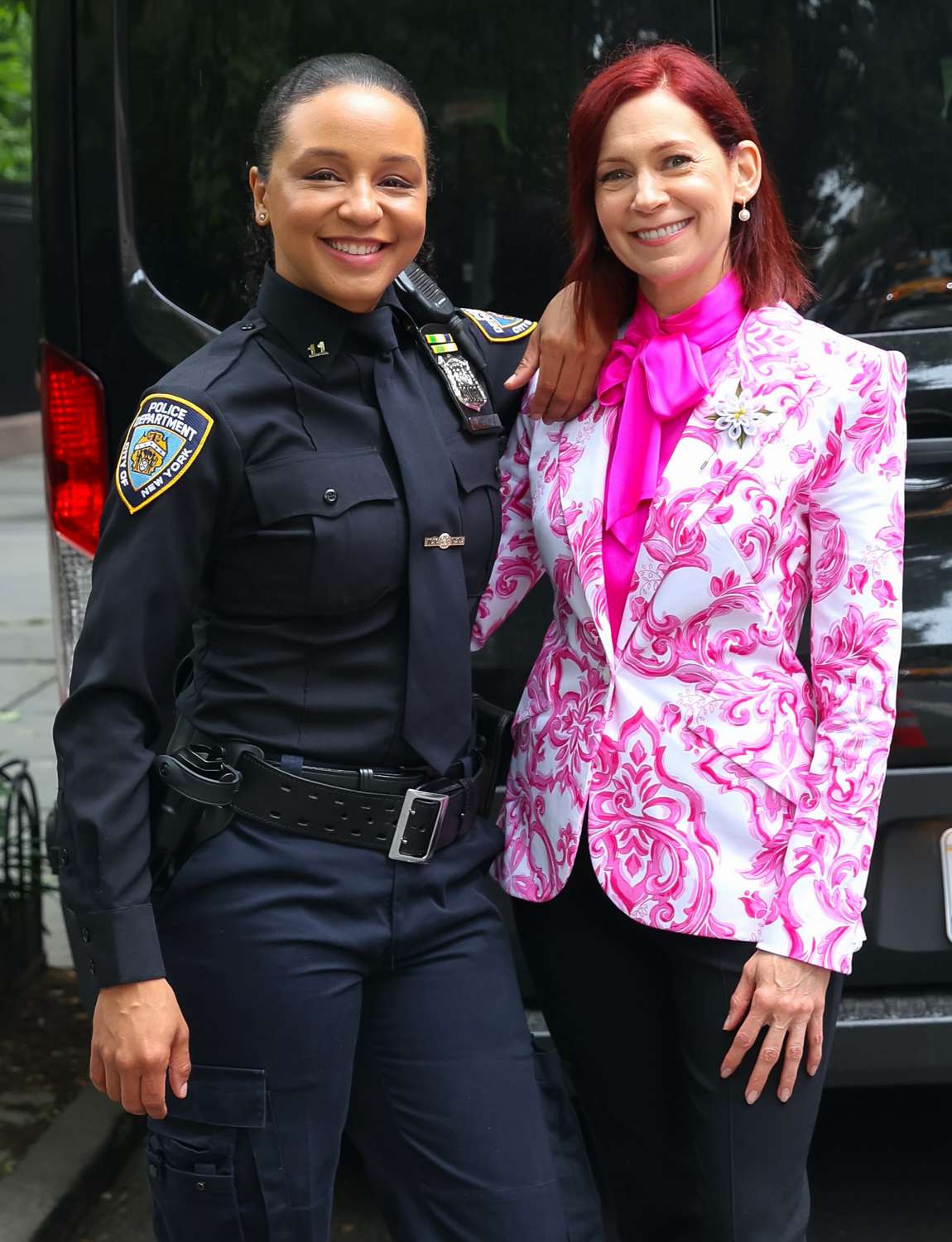 Carra Patterson and Carrie Preston are seen filming "Elsbeth" in Gramercy Park, Manhattan on July 24, 2024 in New York 