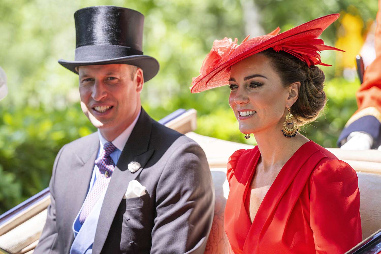 Members of the British Royal Family arrive in carriages to Day 4 of The Royal Ascot Races