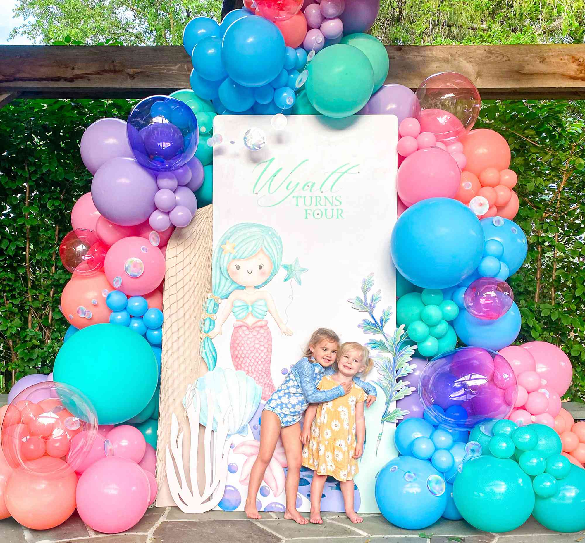 Jason Kelce and Kylie Kelce's daughters at Wyatt's birthday party.