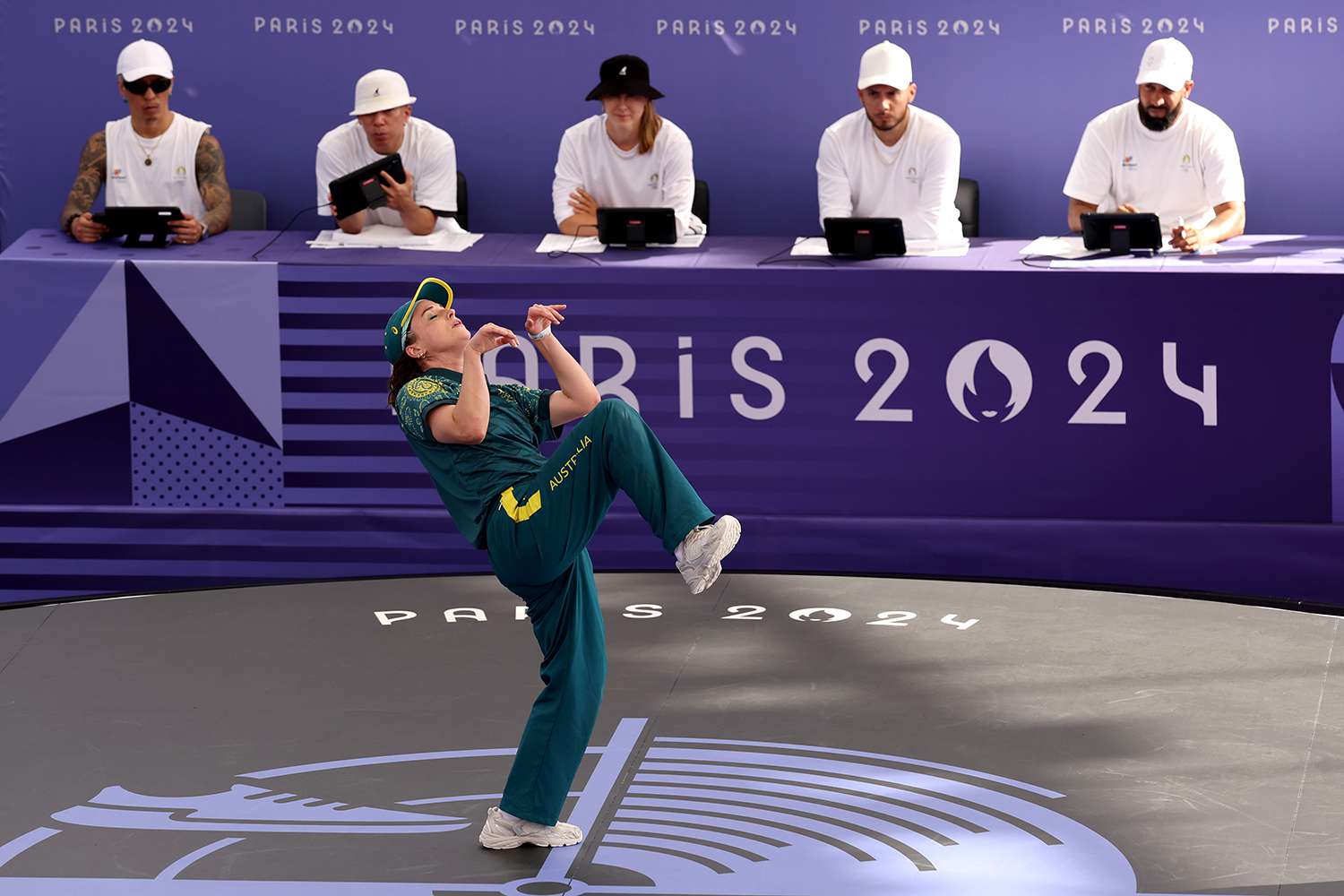 B-Girl Raygun of Team Australia competes during the B-Girls Round Robin - Group B on day fourteen of the Olympic Games Paris 2024