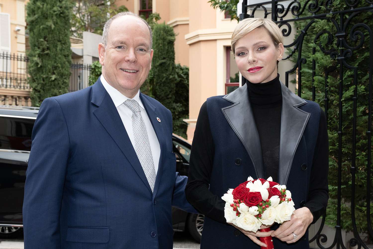 Prince Albert II of Monaco and Princess Charlene of Monaco attend the Red Cross Gifts Distribution at Monaco Palace on November 16, 2023 in Monaco, Monaco