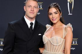 Christian McCaffrey and Olivia Culpo attend the 12th annual NFL Honors at Symphony Hall on February 09, 2023 in Phoenix, Arizona