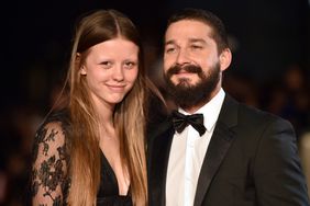 Shia LaBeouf and Mia Goth at the European premiere of "Fury" on October 19, 2014.