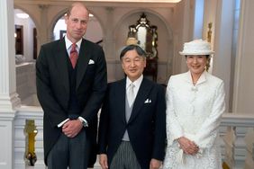 The Prince of Wales greets Emperor Naruhito and his wife Empress Masako of Japan at their hotel in London