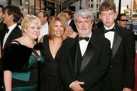 George Lucas arrives with his children Katie, Amanda and Jett at the 33rd AFI Life Achievement Award tribute to George Lucas on June 9, 2005 in Hollywood, California. 