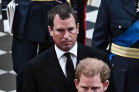 Peter Phillips (L), Britain's Prince Harry, Duke of Sussex (centre left), Britain's Prince William, Prince of Wales (bottom left), Britain's Earl of Snowdon (C) and Britain's Meghan, Duchess of Sussex (R) leave the Abbey at the State Funeral Service for Britain's Queen Elizabeth II, at Westminster Abbey in London on September 19, 2022. (Photo by Ben Stansall / POOL / AFP) (Photo by BEN STANSALL/POOL/AFP via Getty Images)