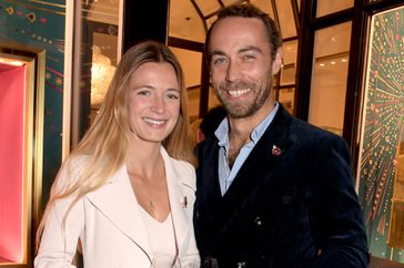 Alizee Middleton and James Middleton attend the switch on of Bulgari's iconic Serpenti Christmas lights on November 12, 2021 in London, England. 