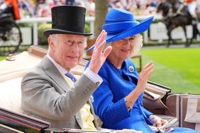 King Charles III and Queen Camilla arrive on day one of Royal Ascot at Ascot Racecourse, Berkshire. Picture date: Tuesday June 18, 2024.