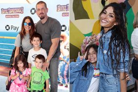 Sarah Shahi, Violet Moon Howey, William Wolf Howey, Knox Blue Howey and Steve Howey seen at Columbia Pictures and Sony Pictures Animation World Premiere of 'Hotel Transylvania 3: Summer Vacation' at the Regency Village Theater