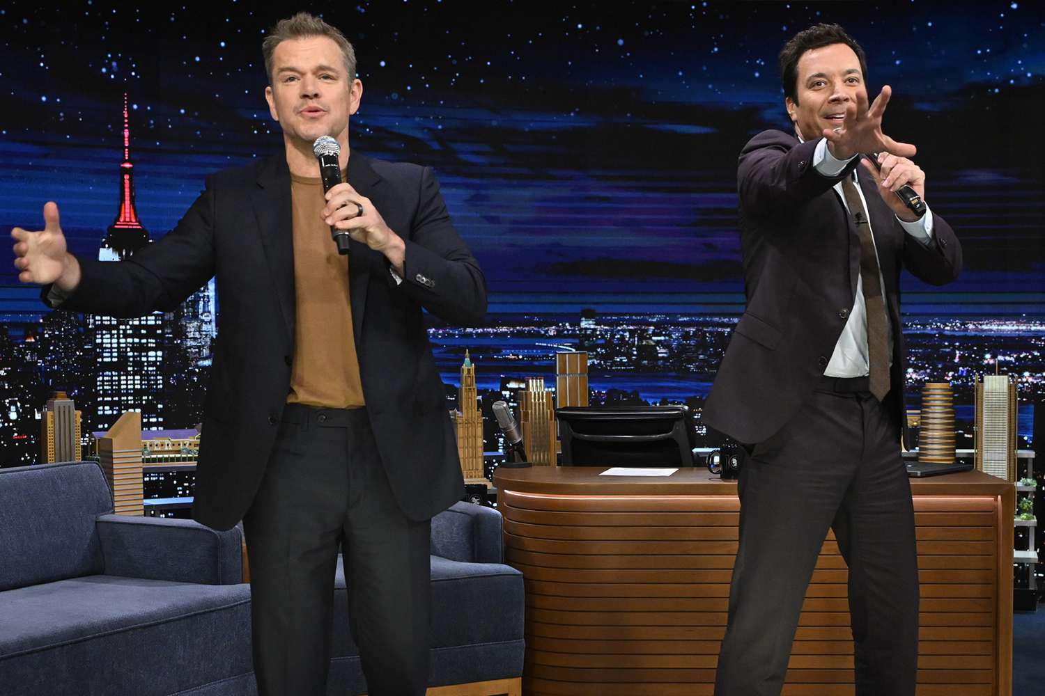 Matt Damon and host Jimmy Fallon 07 24 24