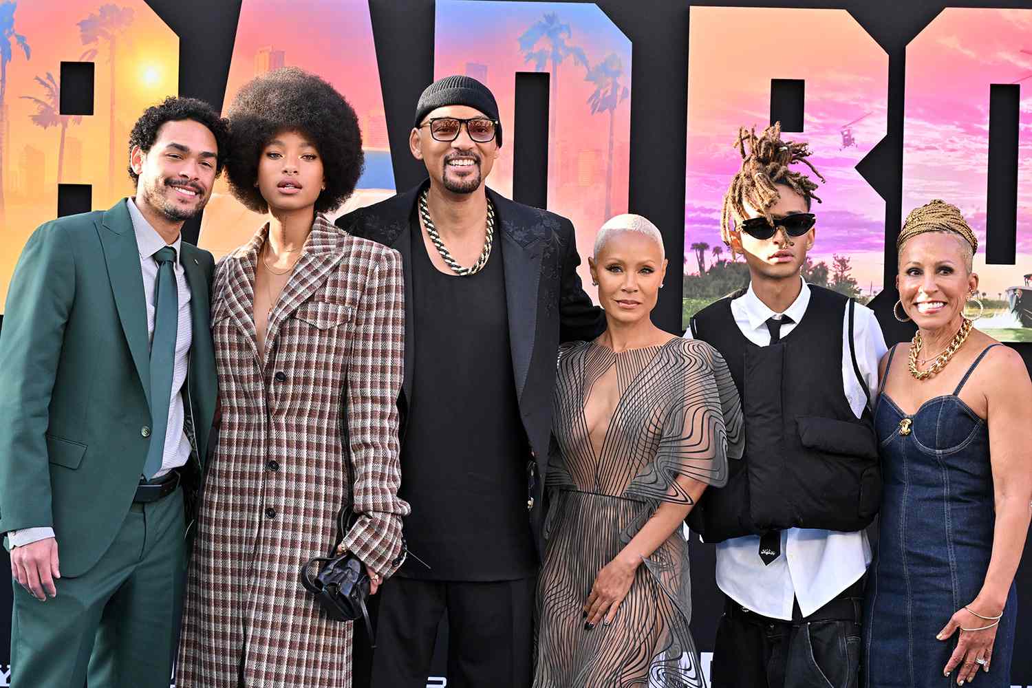 Trey Smith, Willow Smith, Will Smith, Jada Pinkett Smith, Jaden Smith and Adrienne Banfield-Norris attend the Los Angeles Premiere of Columbia Pictures' "Bad Boys: Ride or Die" 