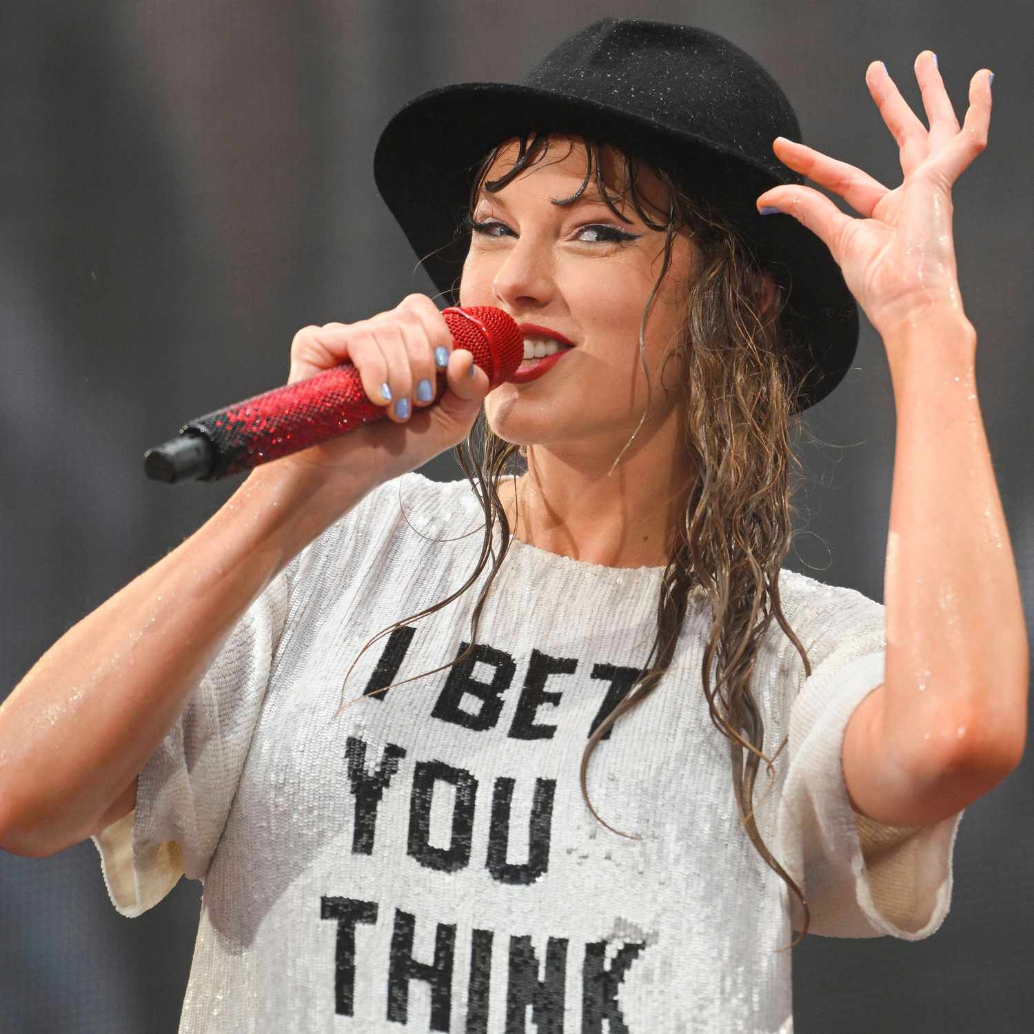 Taylor Swift performs onstage during "Taylor Swift | The Eras Tour" at Volksparkstadion on July 23, 2024 in Hamburg, Germany. (Photo by 