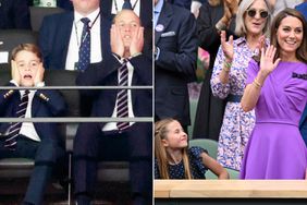 Prince George of Wales and Prince William, Prince of Wales react, right UEFA President Aleksander Ceferin during the UEFA EURO 2024 final match between Spain and England at Olympiastadion on July 14, 2024 in Berlin, Germany; Princess Charlotte of Wales and Catherine, Princess of Wales court-side of Centre Court during the men's final on day fourteen of the Wimbledon Tennis Championships at the All England Lawn Tennis and Croquet Club on July 14, 2024 in London, England