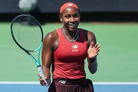 Coco Gauff returns the ball during the women's singles final of the Western & Southern Open at Lindner Family Tennis Center on August 20, 2023 in Mason, Ohio. 