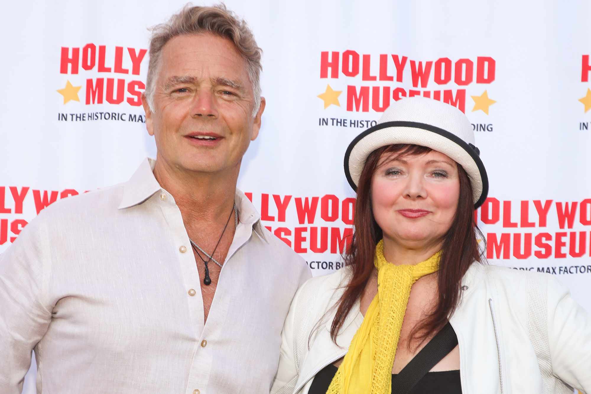 John Schneider and Dee Dee Sorvino attend the opening of the Hollywood Museum's new exhibit honoring Abbott and Costello on July 20, 2023 in Hollywood, California.