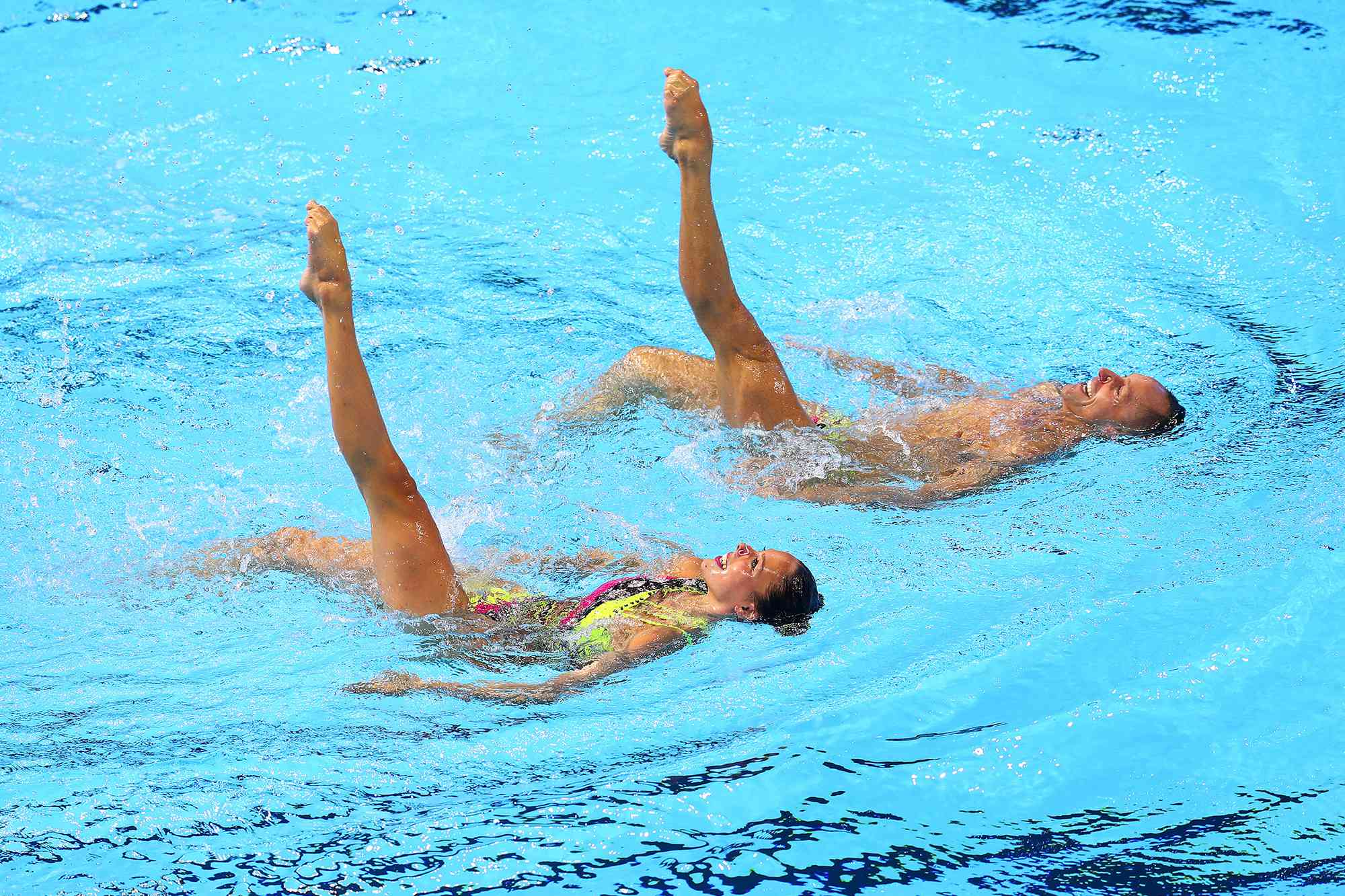 Bill May and Natalia Vega Figueroa of the United States compete in the Mixed Duet Technical Final on day four of the Gwangju 2019 FINA World Championships on July 15, 2019 in Gwangju, South Korea. 