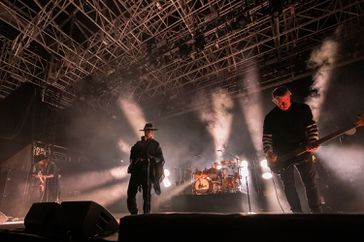 Dave Navarro, Perry Farrell and Eric Avery perform with Jane's Addiction at Pier 17 Rooftop on September 10, 2024 in New York City. 