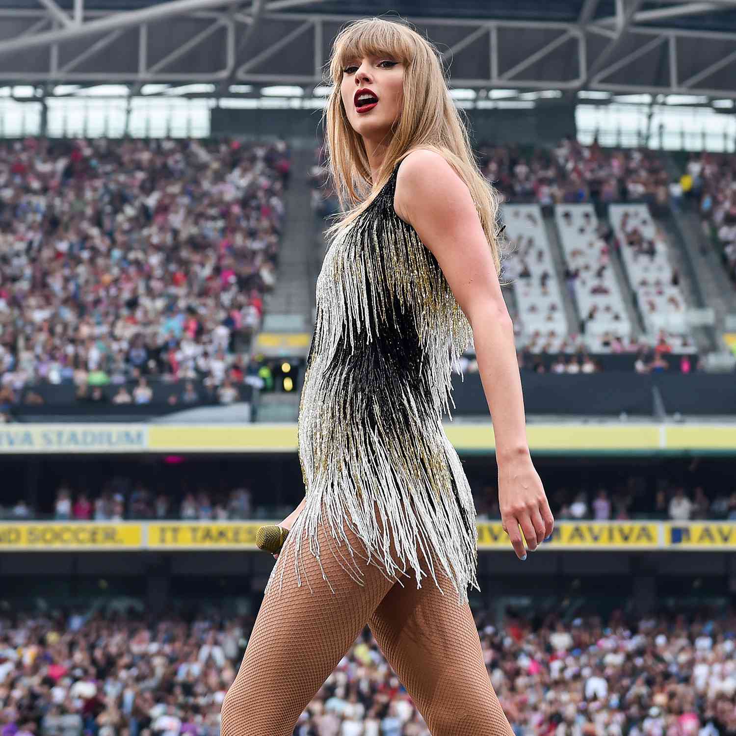 Taylor Swift performs on stage during "Taylor Swift | The Eras Tour" at Aviva Stadium on June 28, 2024 in Dublin, Ireland.