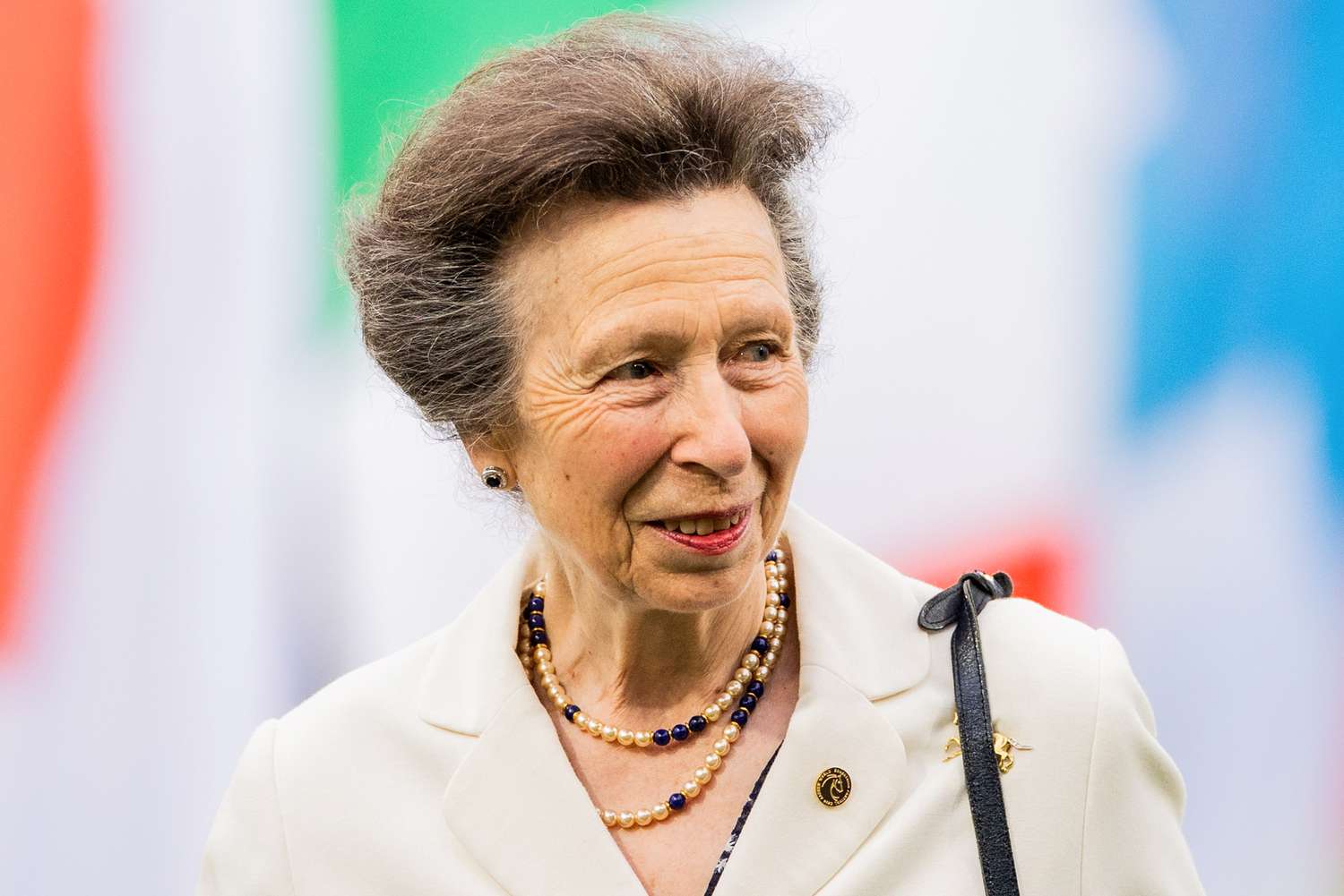  Princess Anne stands in the stadium