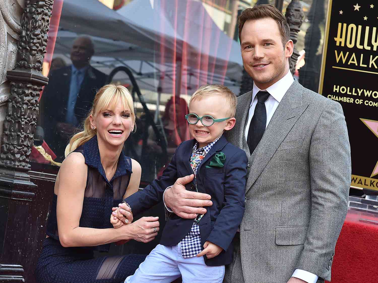 Chris Pratt, wife Anna Faris and son Jack Pratt attend the ceremony honoring Chris Pratt with a star on the Hollywood Walk of Fame on April 21, 2017 in Hollywood, California