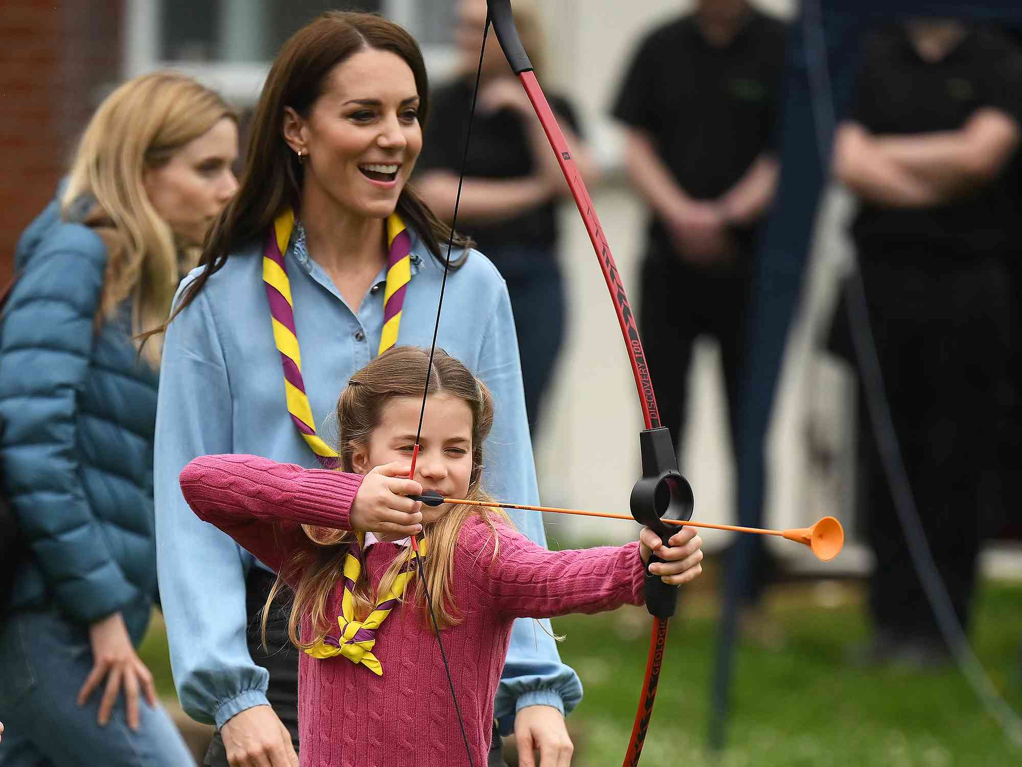 Princess Charlotte of Wales tries her hand at archery