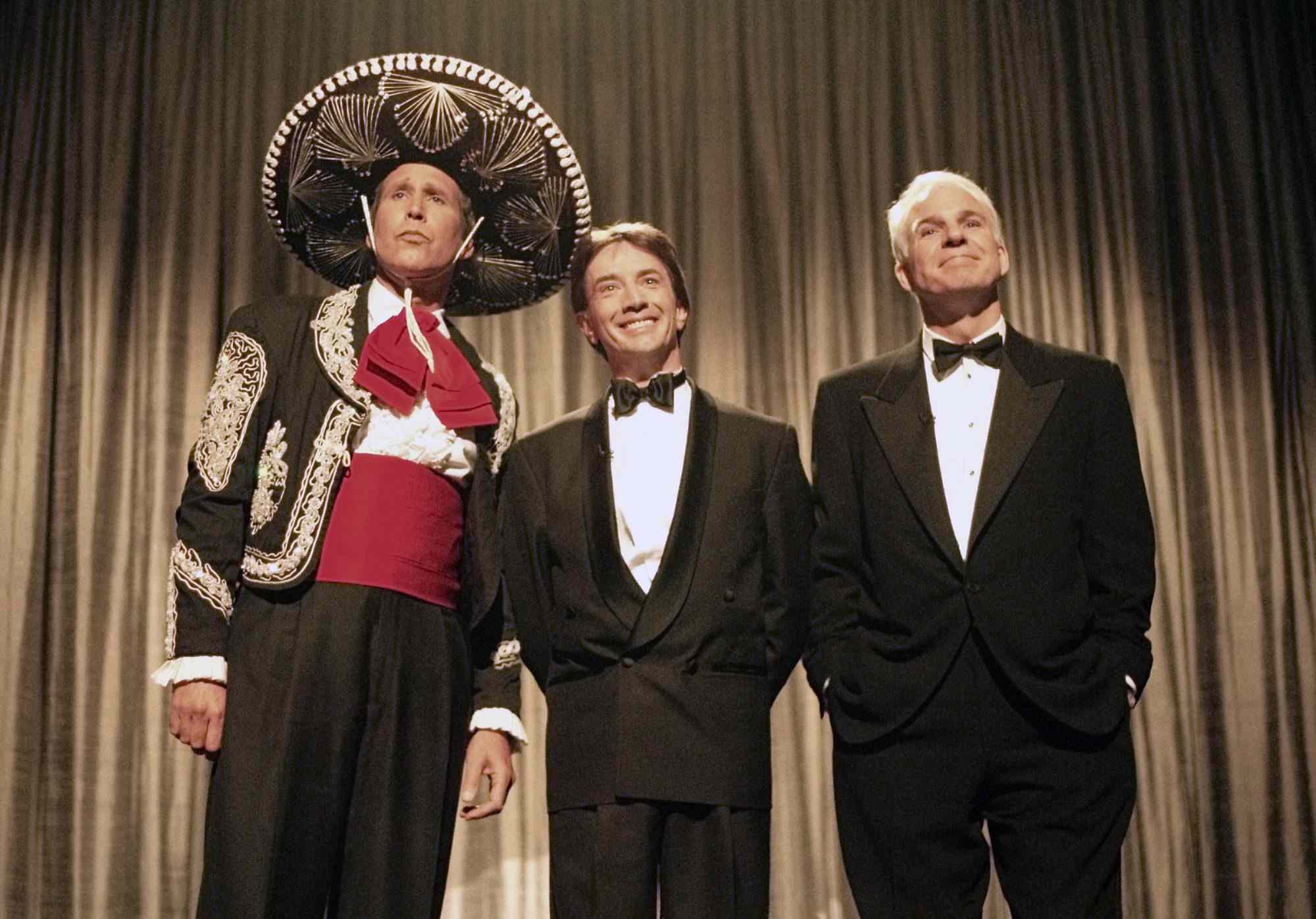 SATURDAY NIGHT LIVE: 25TH ANNIVERSARY -- Pictured: (l-r) Chevy Chase, Martin Short, Steve Martin -- Photo by NBCU Photo Bank