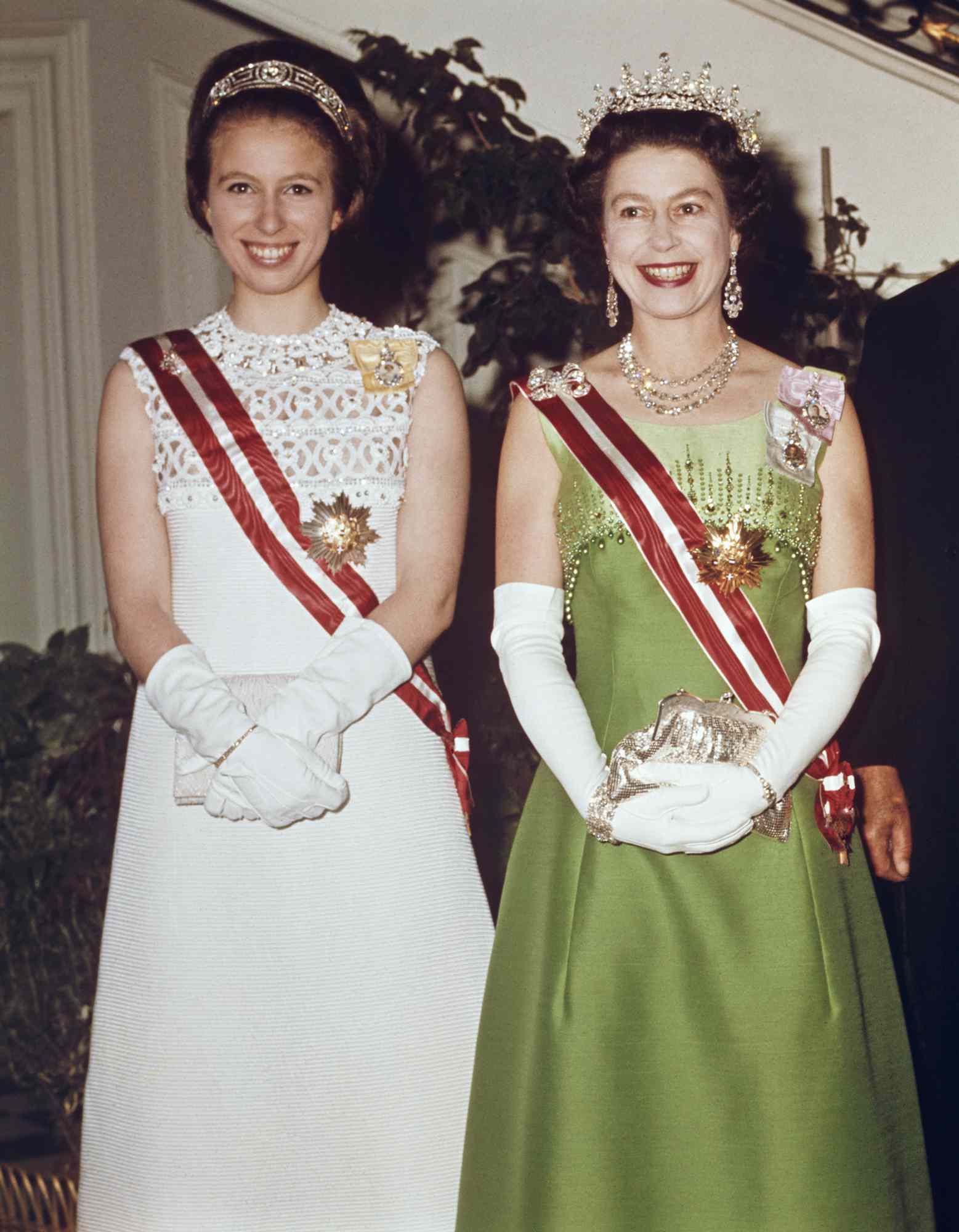 Queen Elizabeth II and Princess Anne attend a function at the Hotel Imperial in Vienna, during a State Visit to Austria, 7th May 1969