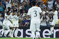 Rodrygo celebra el primer gol con Vinicius, Bellingham y Mbapp�.