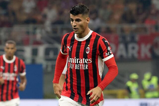 Morata, durante su debut con el Milan