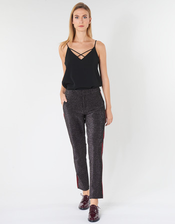 Maison Scotch TAPERED LUREX PANTS WITH VELVET SIDE PANEL