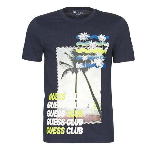 Textiel Heren T-shirts korte mouwen Guess GUESS CLUB CN SS TEE Marine