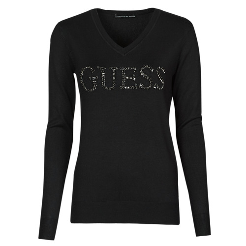 Textiel Dames Truien Guess ODETTE VN LS SWEATER Zwart